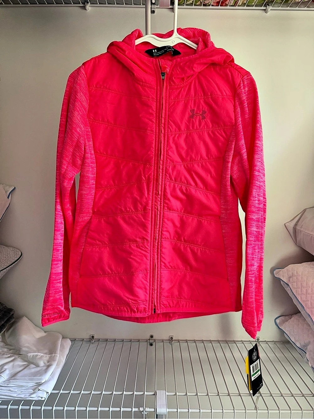 Under Armour ColdGear Reactor Hooded Jacket Girls Large Pink